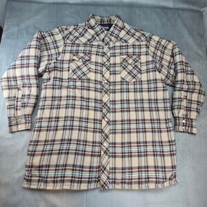Wrangler Quilted Pearl Snap Flannel Jacket Shacket Brown Teal 75108AA Mens 2XLT